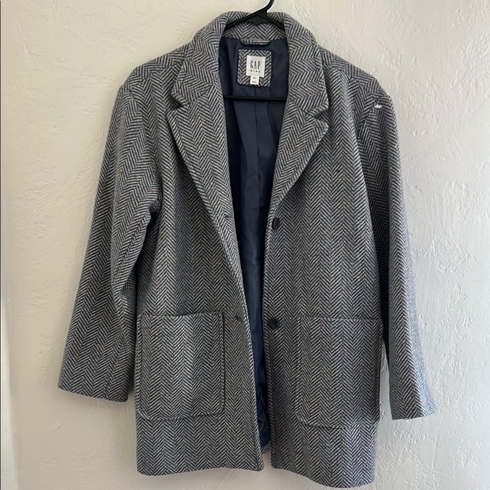 Gap Kids Cocoon Coat Herringbone Grey XXL